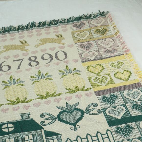 Vintage Cottagecore Throw Blanket Tapestry Granny Afghan Cute 90s Farmhouse - Picture 6 of 13